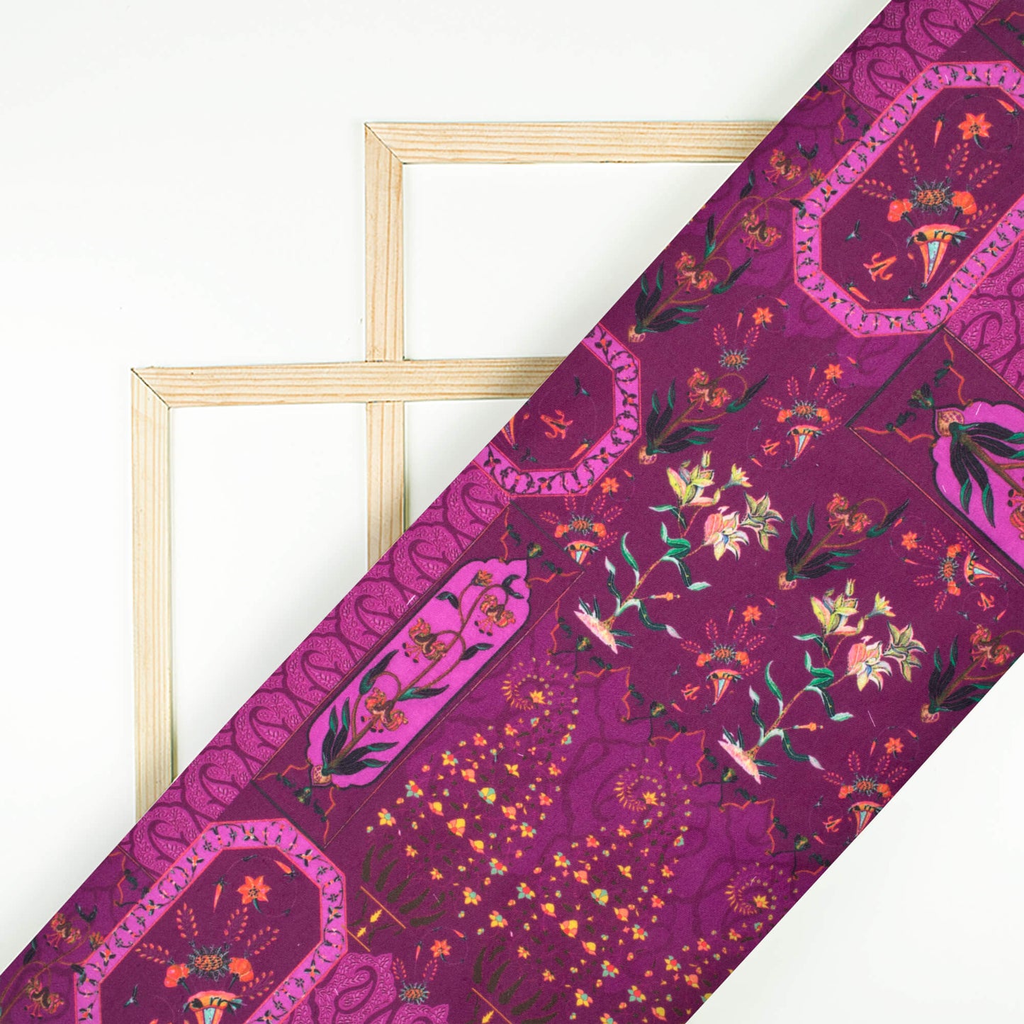 Mulberry Purple Traditional Pattern Digital Print Poly Glazed Cotton Fabric