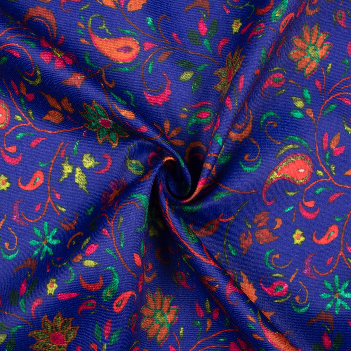 Royal Blue And Persian Red Floral Pattern Digital Print Poly Glazed Cotton Fabric