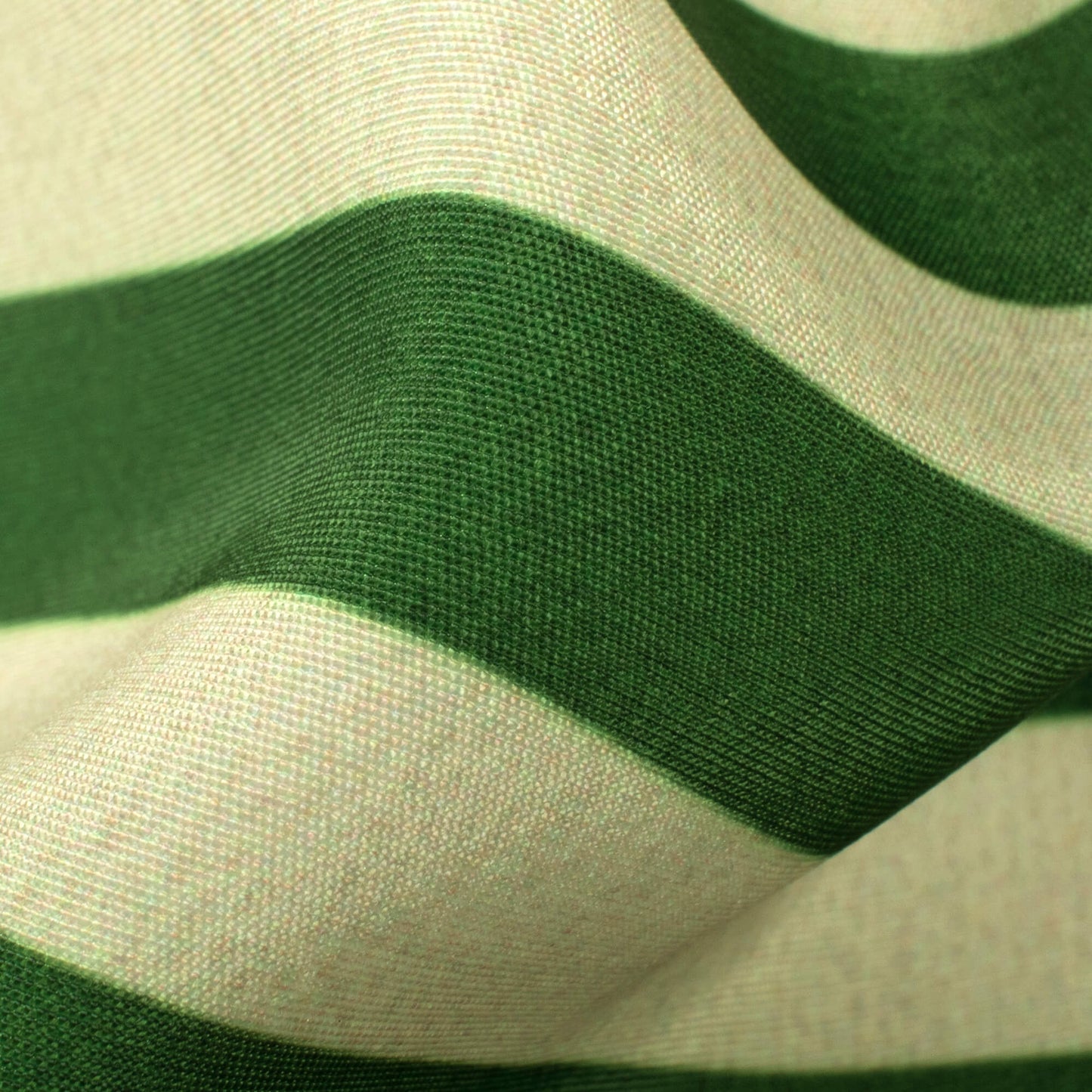 Forest Green And Cream Stripes Pattern Digital Print Crisp Silk Fabric
