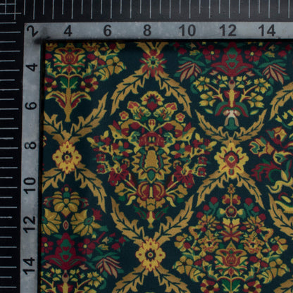 Tuscany Yellow And Red Floral Pattern Digital Print Poly Micro Crepe Fabric