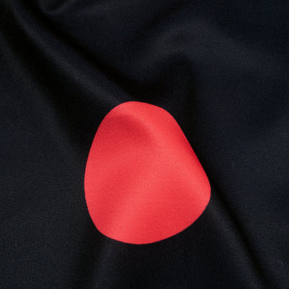 Black And Candy Red Polka Dot Pattern Digital Print Poly Micro Crepe Fabric