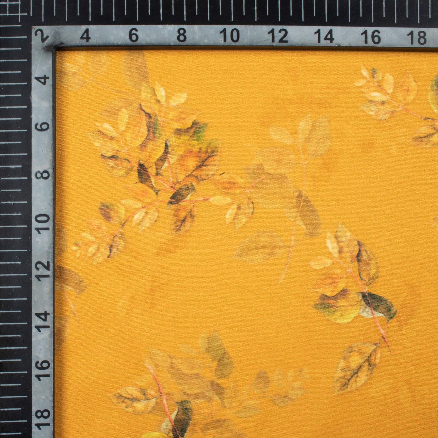 Honey Orange Floral Pattern Digital Print Poly Micro Crepe Fabric