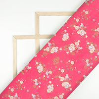 Fandango Pink And Peach Floral Pattern Digital Print Poly Micro Crepe Fabric