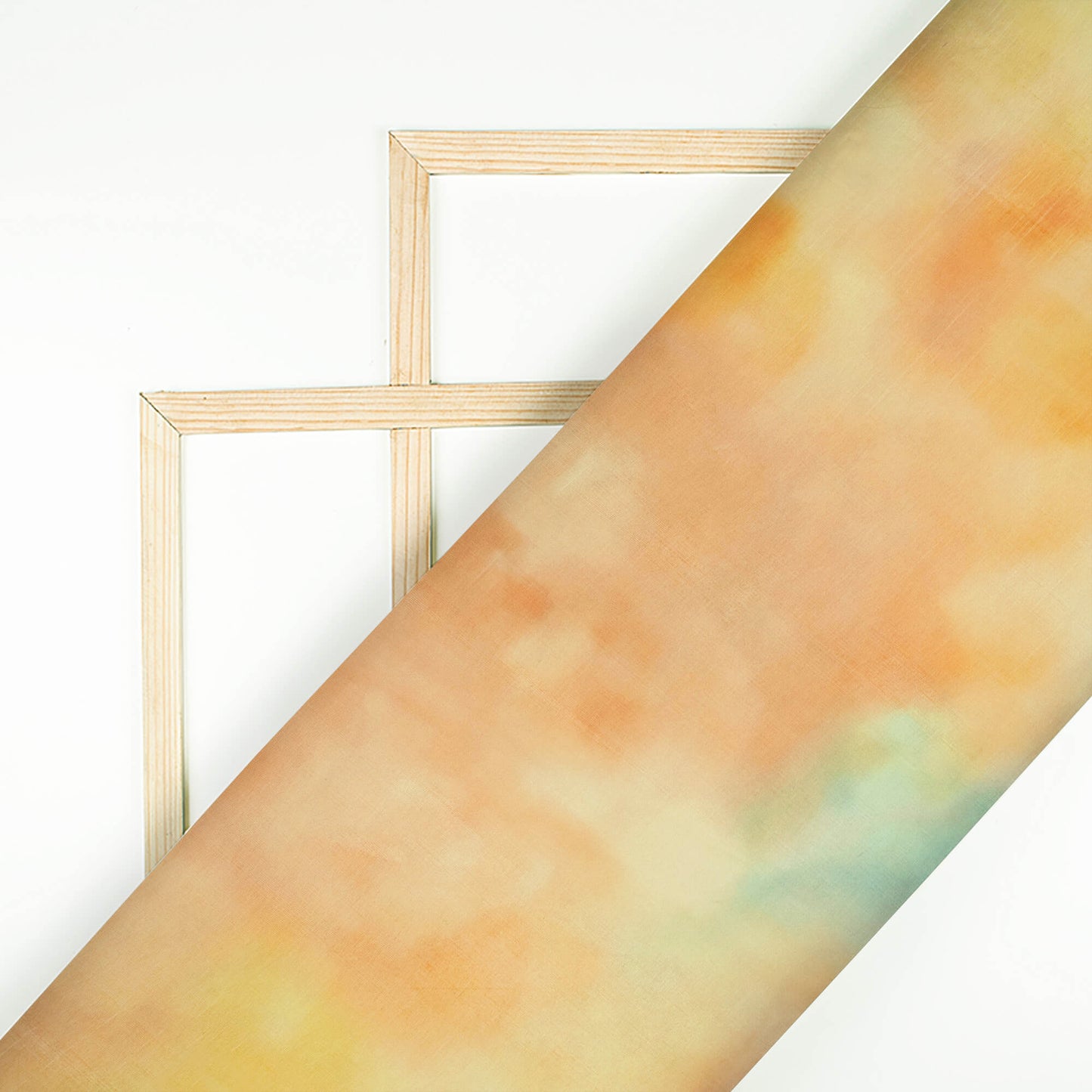 Melon Orange Tie & Dye Pattern Digital Print Organza Fabric (Width 58 Inches)