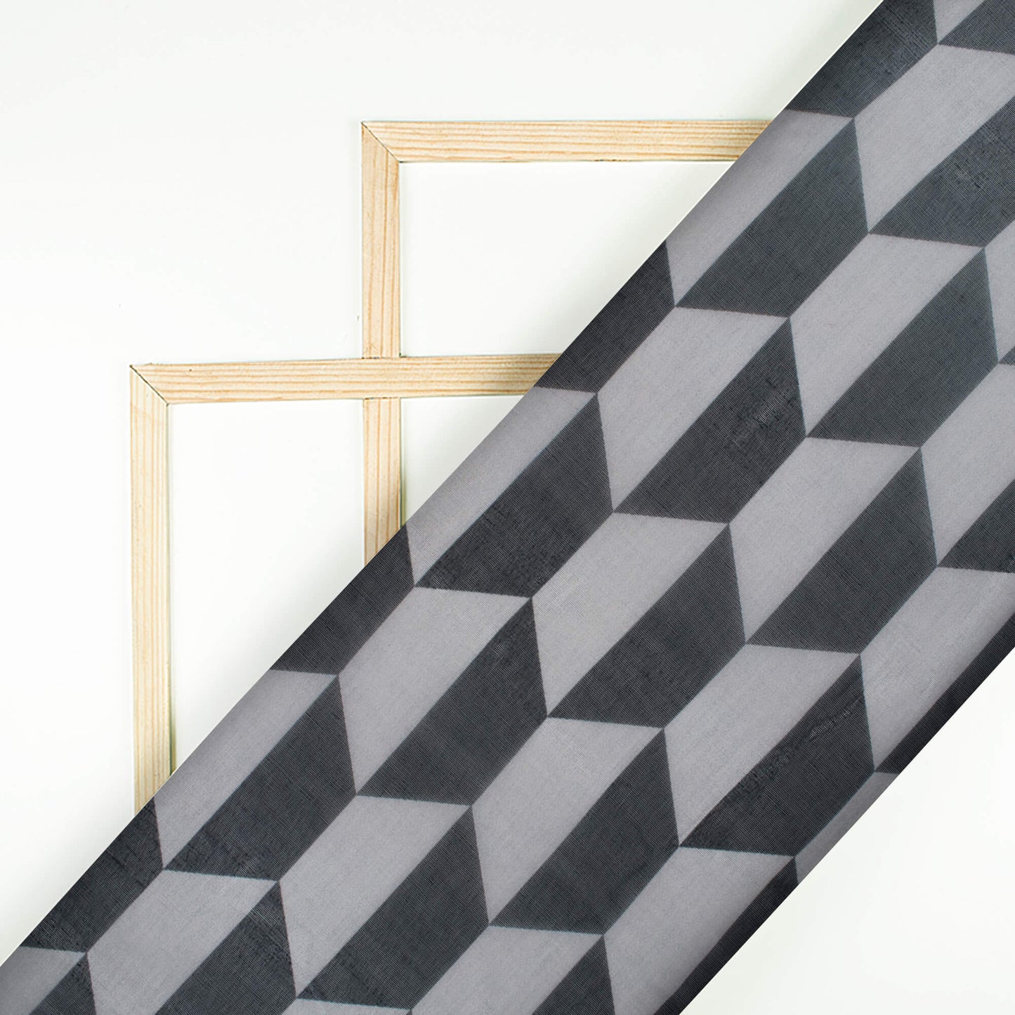 Black And White Geometric Pattern Digital Print Organza Fabric (Width 58 Inches)