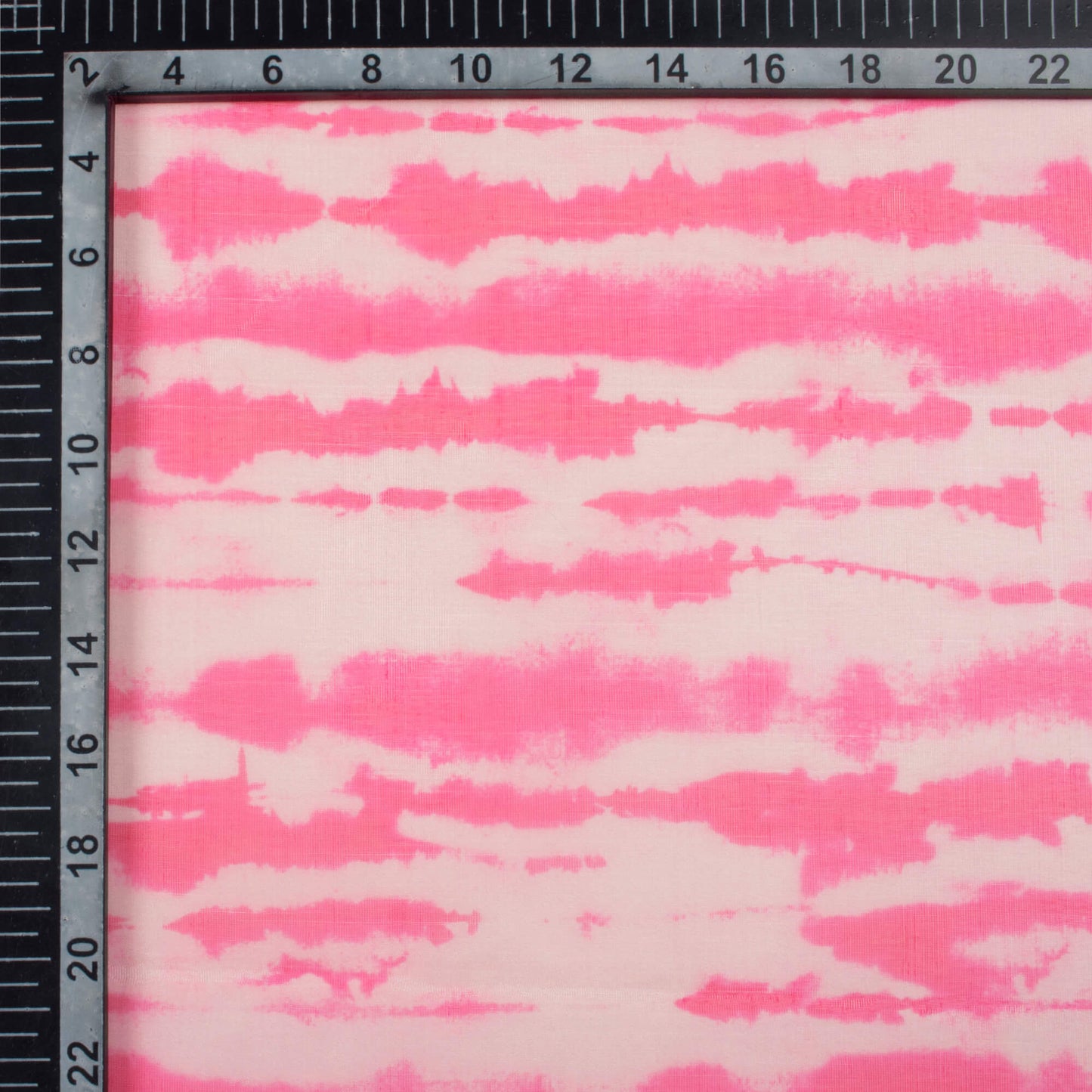 Hot Pink And Beige Shibori Pattern Digital Print Organza Fabric (Width 58 Inches)