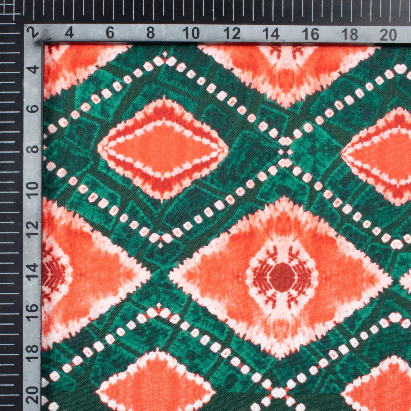 Sacramento Green And Blush Red Geometric Pattern Digital Print Poly Linen Slub Fabric