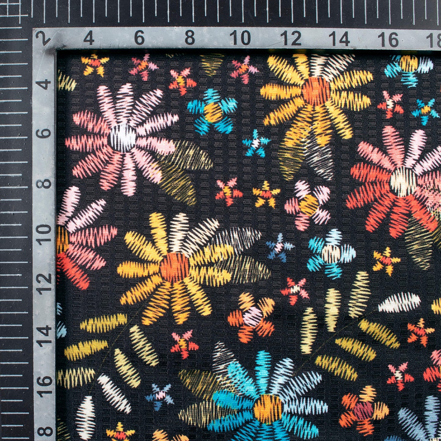 Multi-Color Floral Pattern Digital Print Sherwani Fabric (Width 58 Inches)