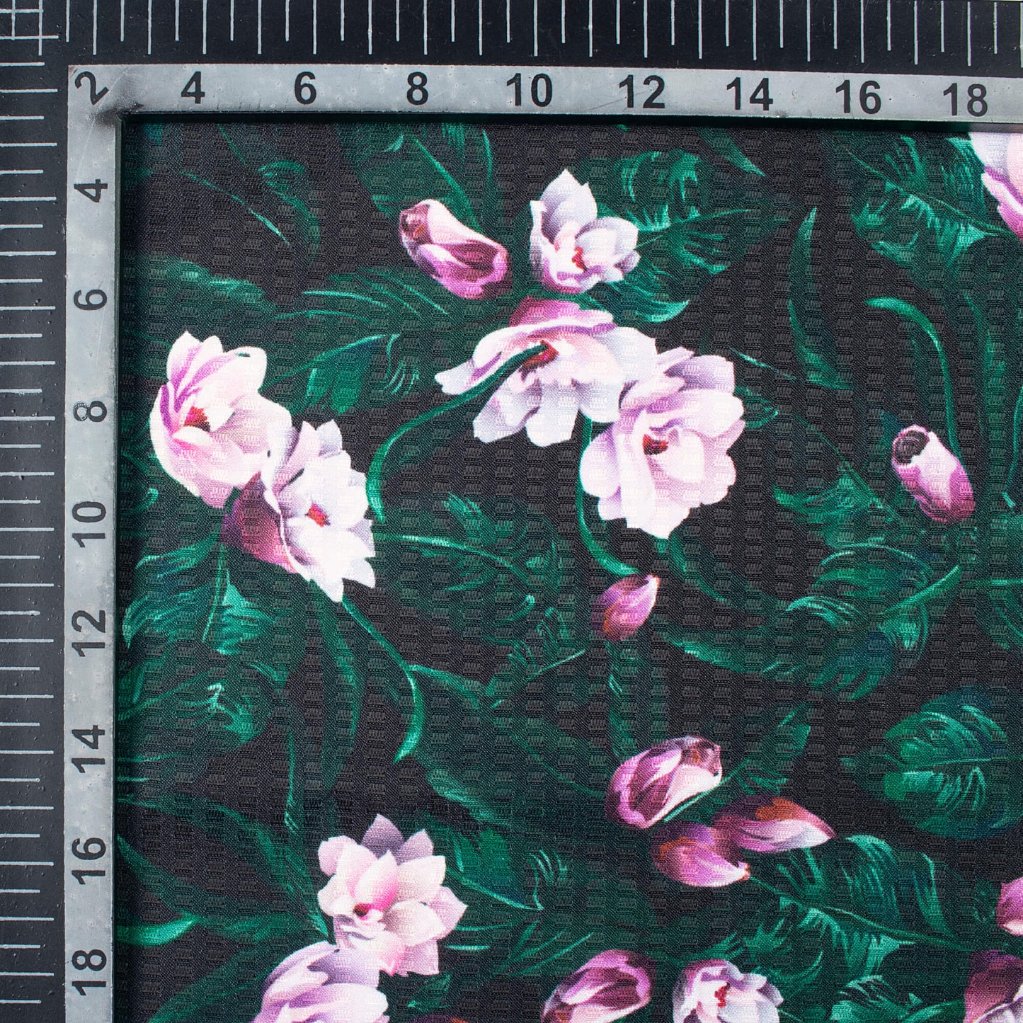 Black And Lilac Purple Floral Pattern Digital Print Sherwani Fabric (Width 58 Inches)