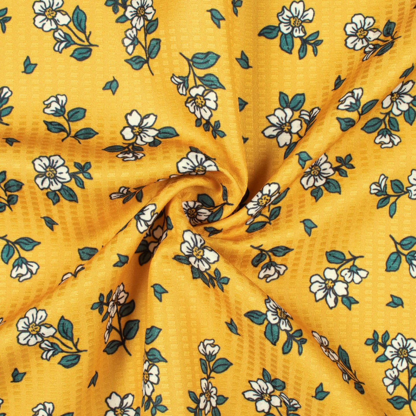 Tuscany Yellow And White Floral Pattern Digital Print Sherwani Fabric (Width 58 Inches)