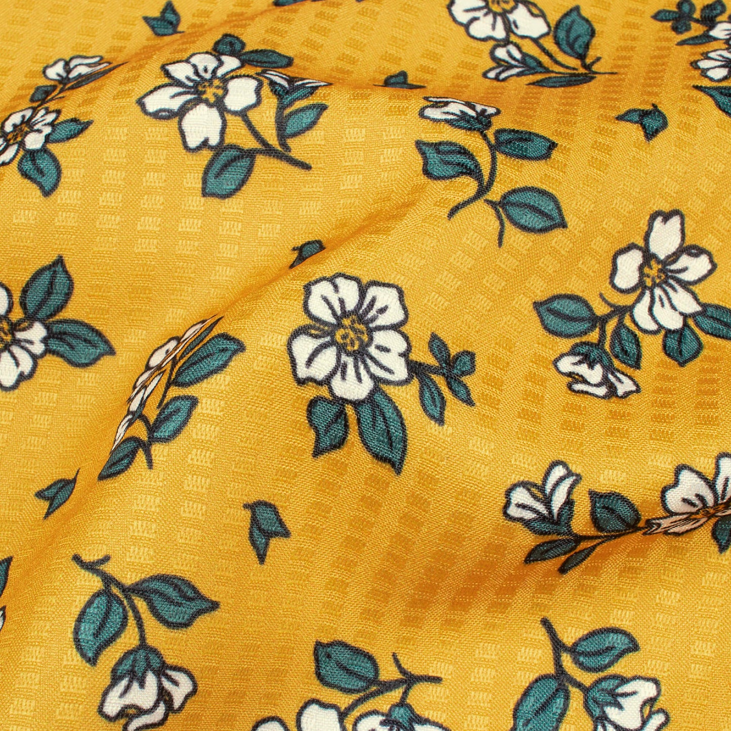 Tuscany Yellow And White Floral Pattern Digital Print Sherwani Fabric (Width 58 Inches)