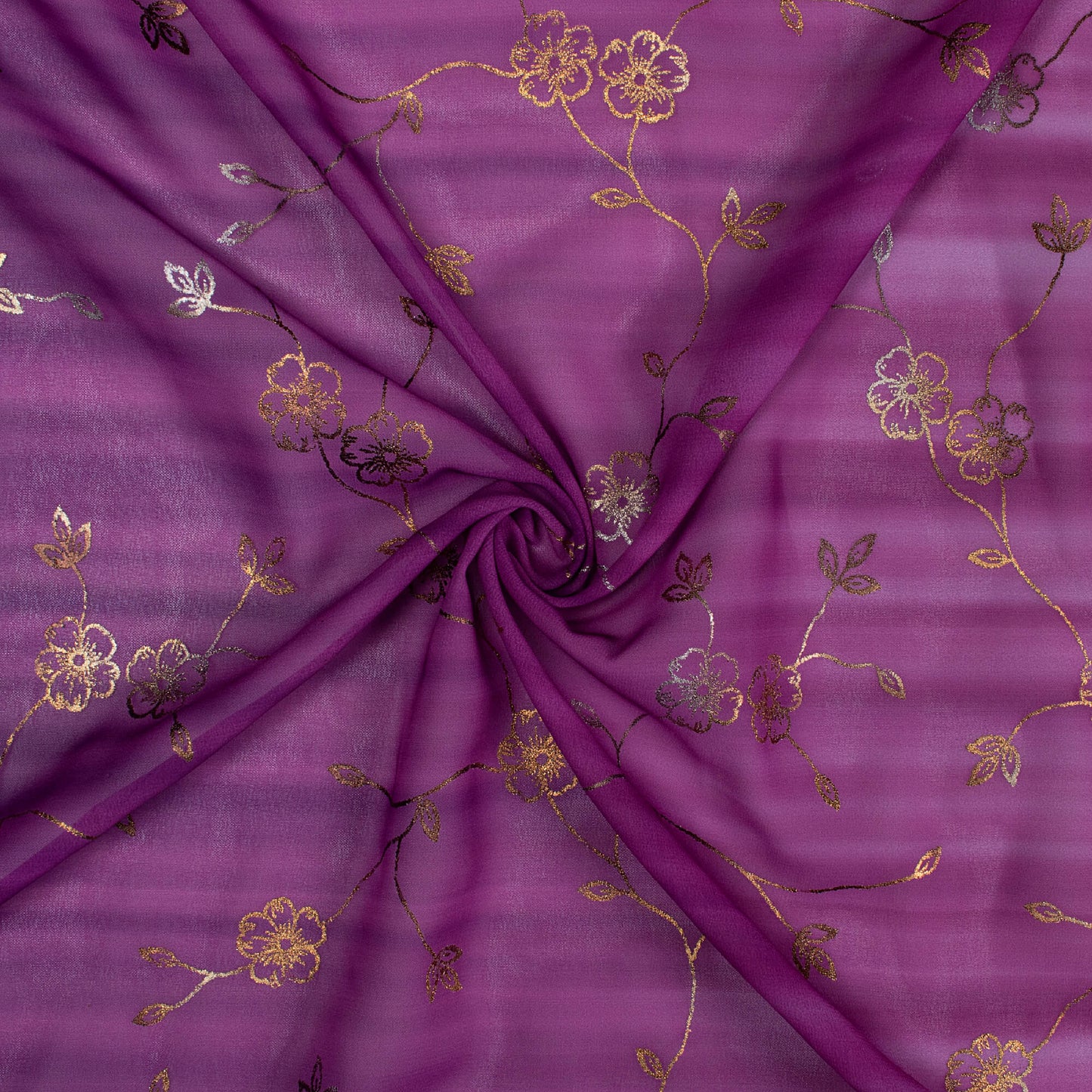 Amethyst Purple Ombre Pattern Foil Digital Print Georgette Fabric
