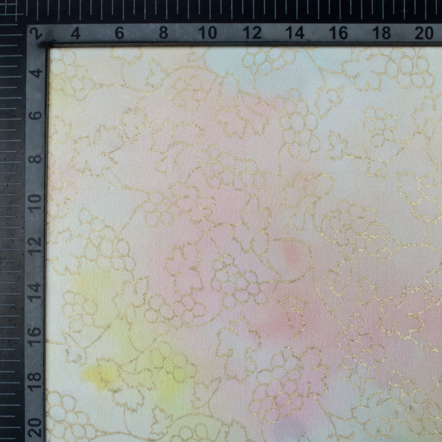 Pastel Blue And Pink Shibori Pattern Foil Digital Print Japan Satin Fabric