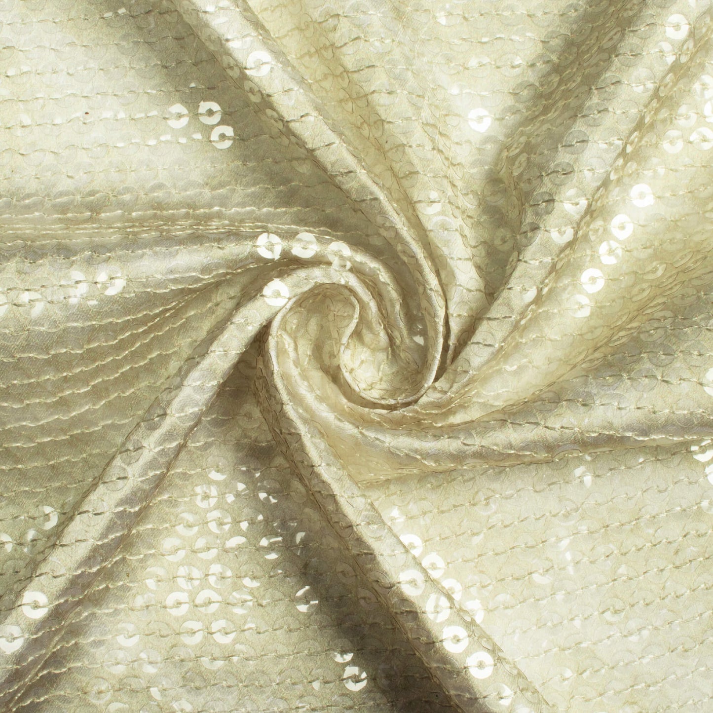 Olive Green And White Leheriya Pattern All Over Premium Water Sequins Digital Print Japan Satin Fabric