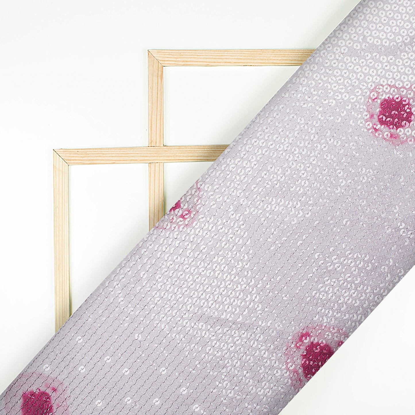 Pastel Pink And Dark Pink Shibori Pattern All Over Premium Water Sequins Digital Print Japan Satin Fabric