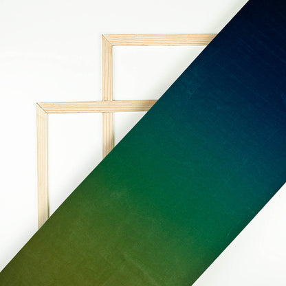 Navy Blue And Green Ombre Pattern Digital Print Premium Velvet Fabric