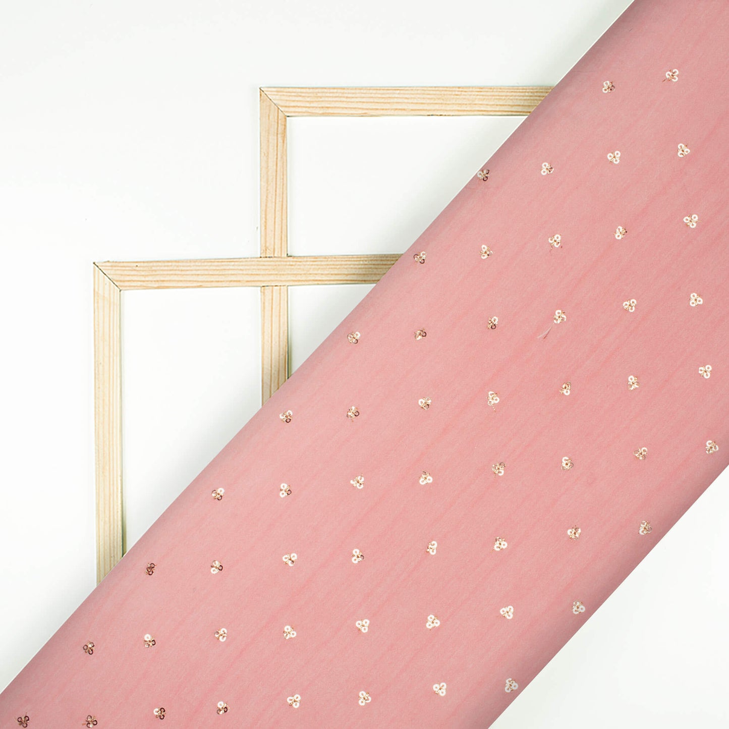 Flamingo Pink Texture Pattern Booti Sequins Digital Print Georgette Fabric