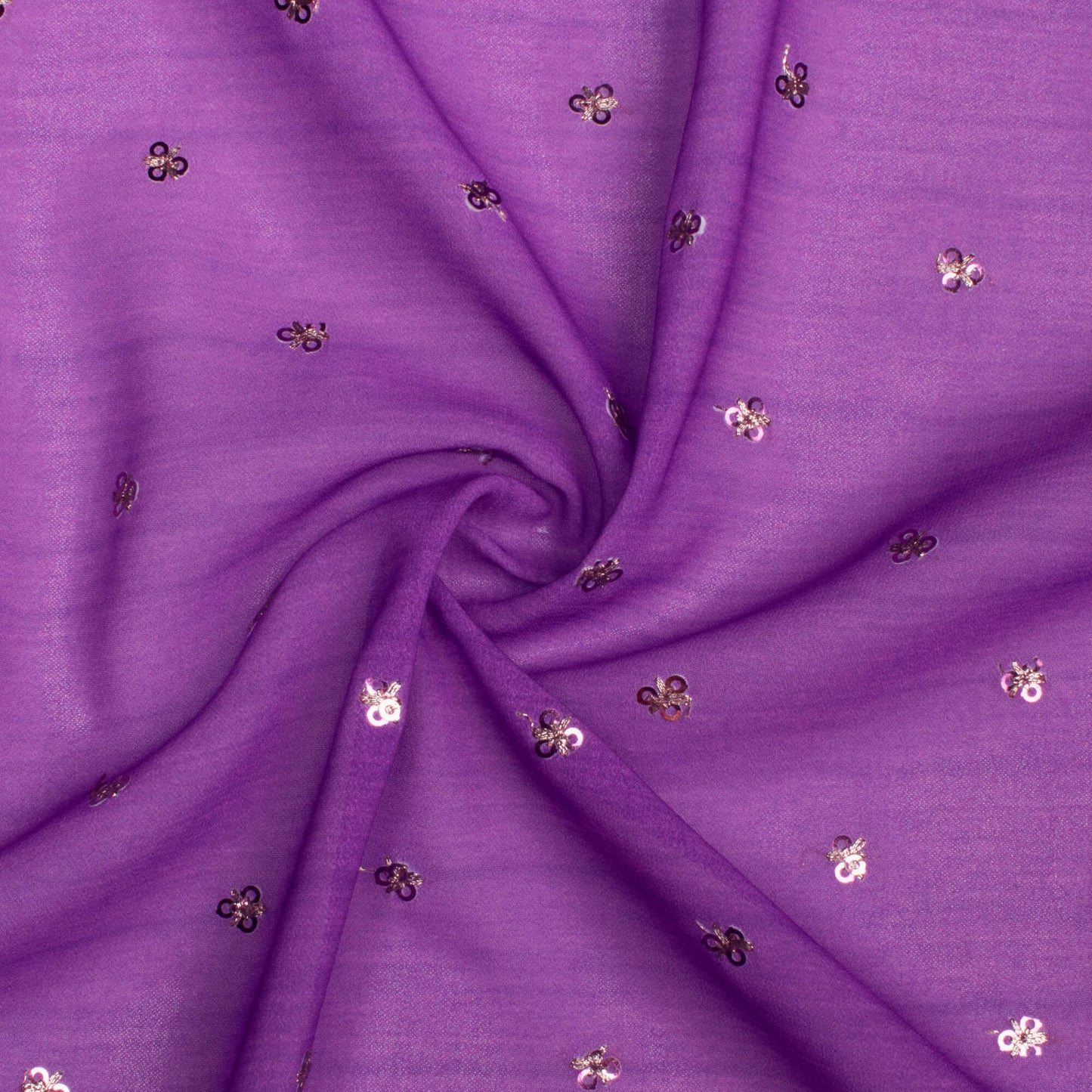 Razzmic Berry Purple Texture Pattern Booti Sequins Digital Print Georgette Fabric