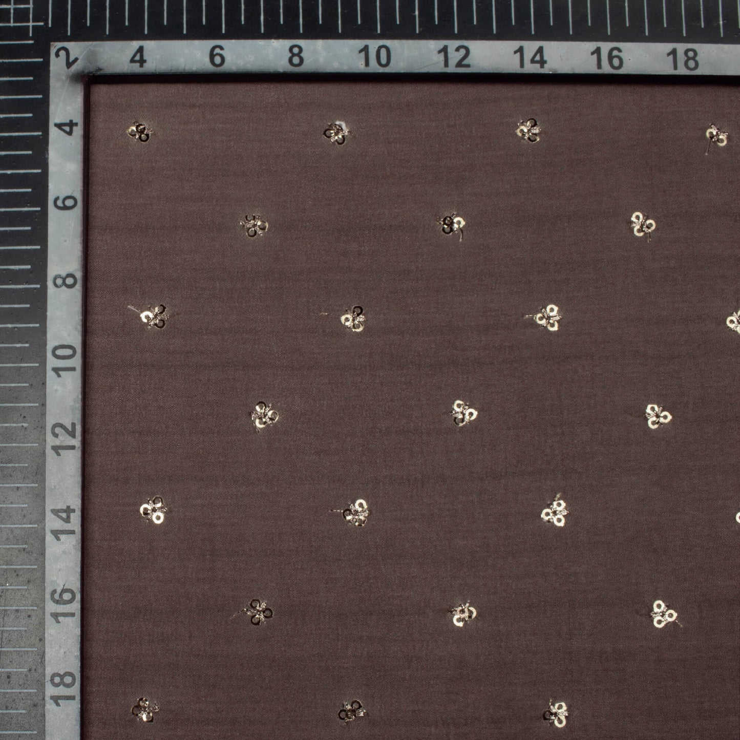 Coffee Brown Texture Pattern Booti Sequins Digital Print Georgette Fabric