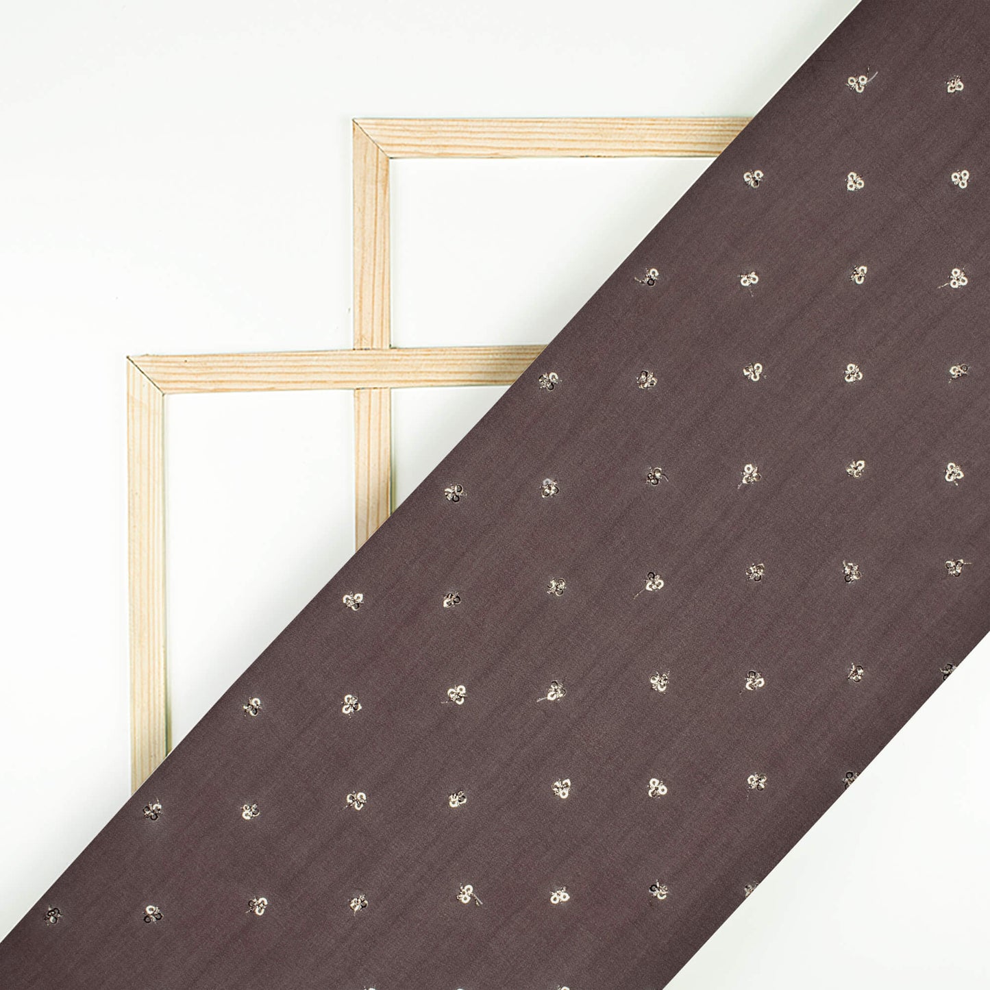 Coffee Brown Texture Pattern Booti Sequins Digital Print Georgette Fabric