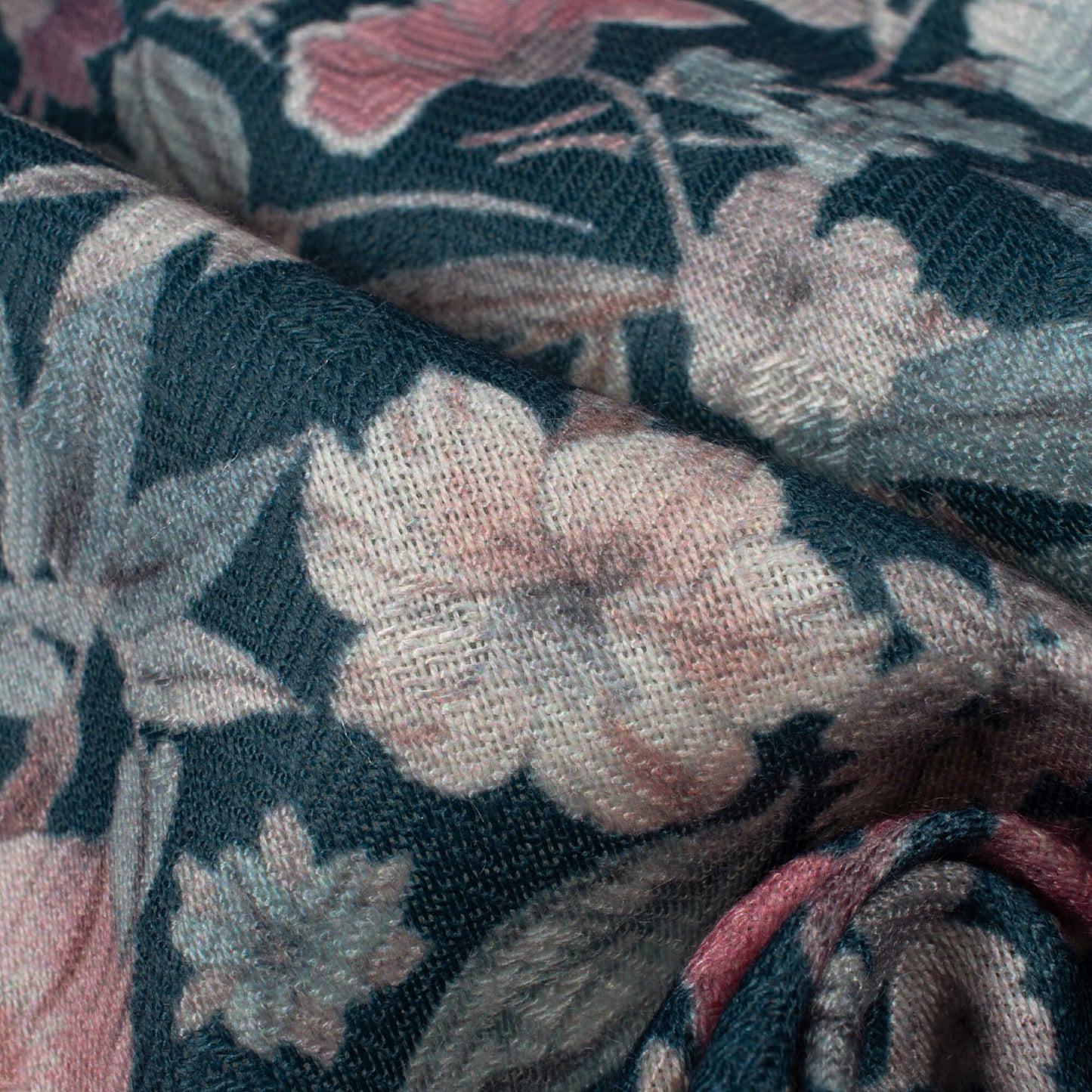 Astronaut Blue And Pink Floral Pattern Digital Print Elegant Blend Pashmina Fabric