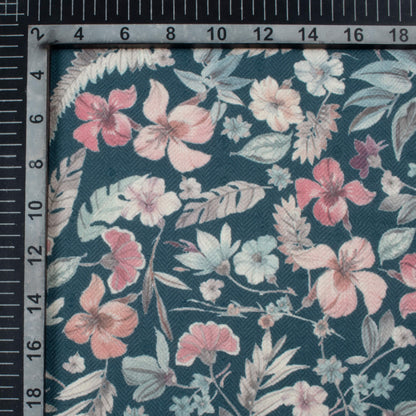 Astronaut Blue And Pink Floral Pattern Digital Print Elegant Blend Pashmina Fabric