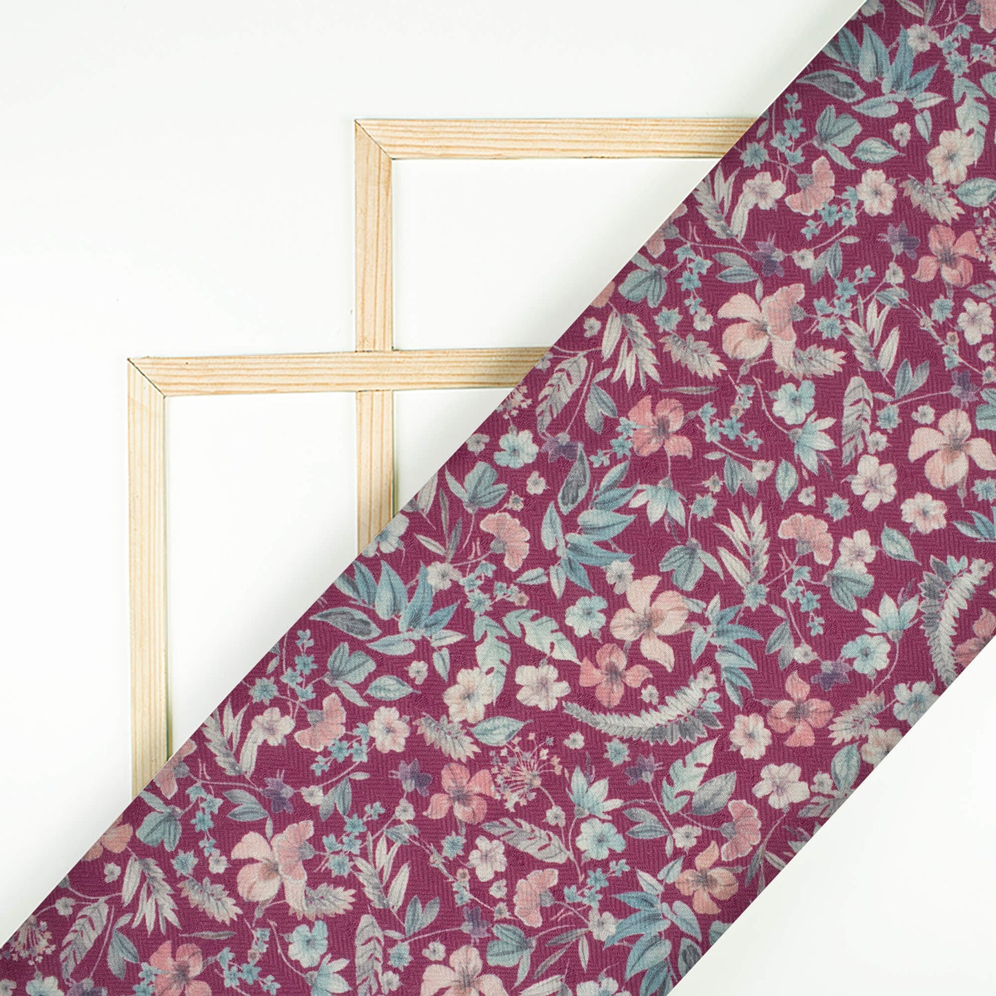 Mulberry Purple And Peach Floral Pattern Digital Print Elegant Blend Pashmina Fabric