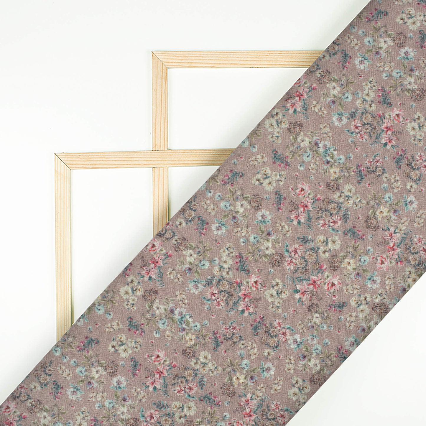 Beaver Brown And Pink Floral Pattern Digital Print Elegant Blend Pashmina Fabric