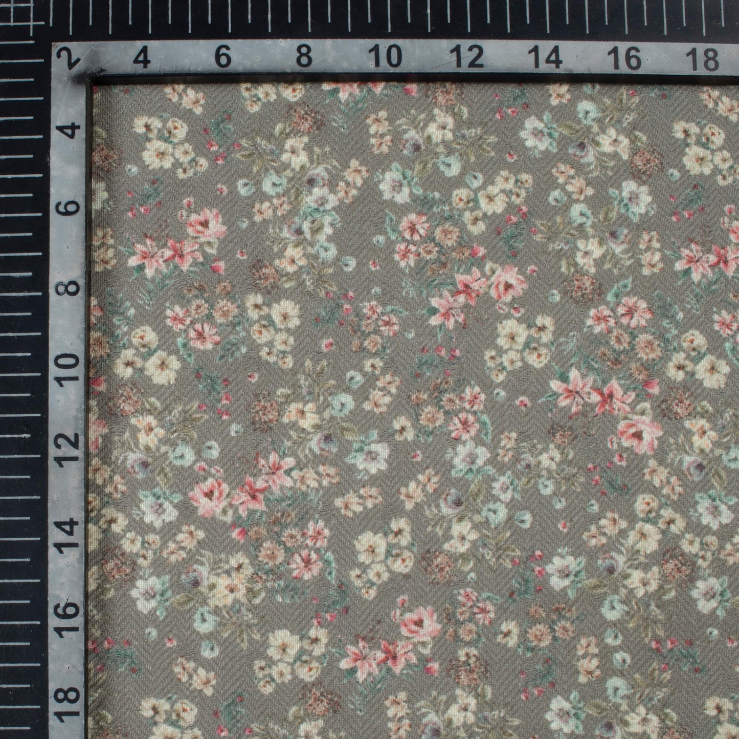 Sage Green And Red Floral Pattern Digital Print Elegant Blend Pashmina Fabric