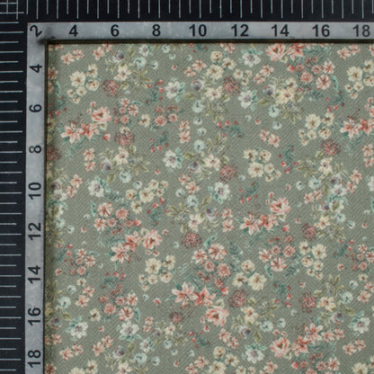 Fern Green And Red Floral Pattern Digital Print Elegant Blend Pashmina Fabric