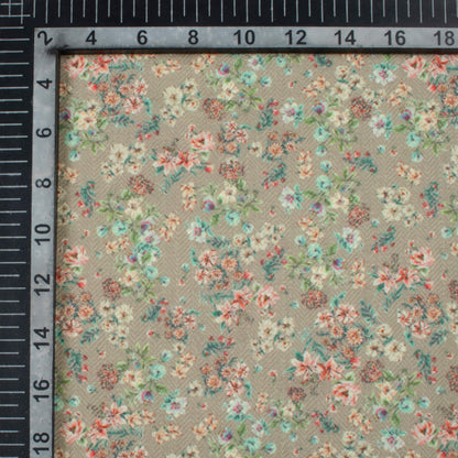 Moss Green And Red Floral Pattern Digital Print Elegant Blend Pashmina Fabric