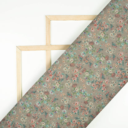Moss Green And Red Floral Pattern Digital Print Elegant Blend Pashmina Fabric