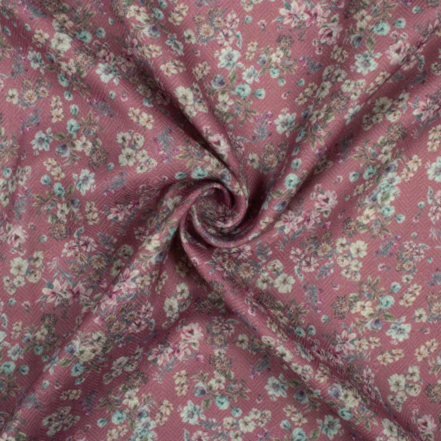 Hippie Pink And Cream Floral Pattern Digital Print Elegant Blend Pashmina Fabric