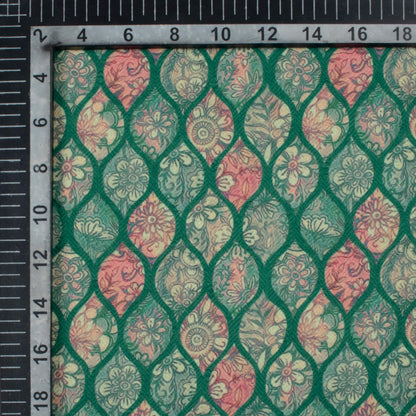 Kaitoke Green And Pink Floral Pattern Digital Print Elegant Blend Pashmina Fabric