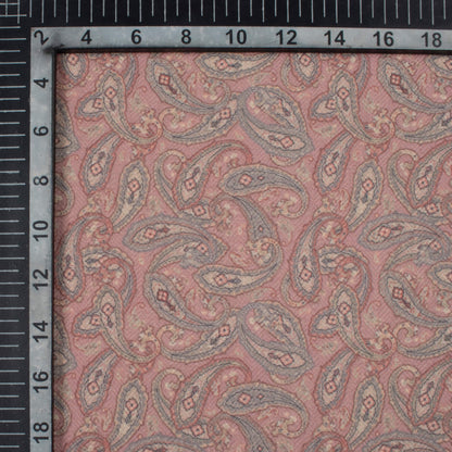 Dark Blush Pink And Grey Paisley Pattern Digital Print Elegant Blend Pashmina Fabric