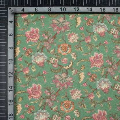 Forest Green And Red Floral Pattern Digital Print Elegant Blend Pashmina Fabric