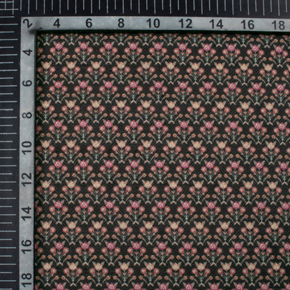 Black And Red Floral Pattern Digital Print Elegant Blend Pashmina Fabric
