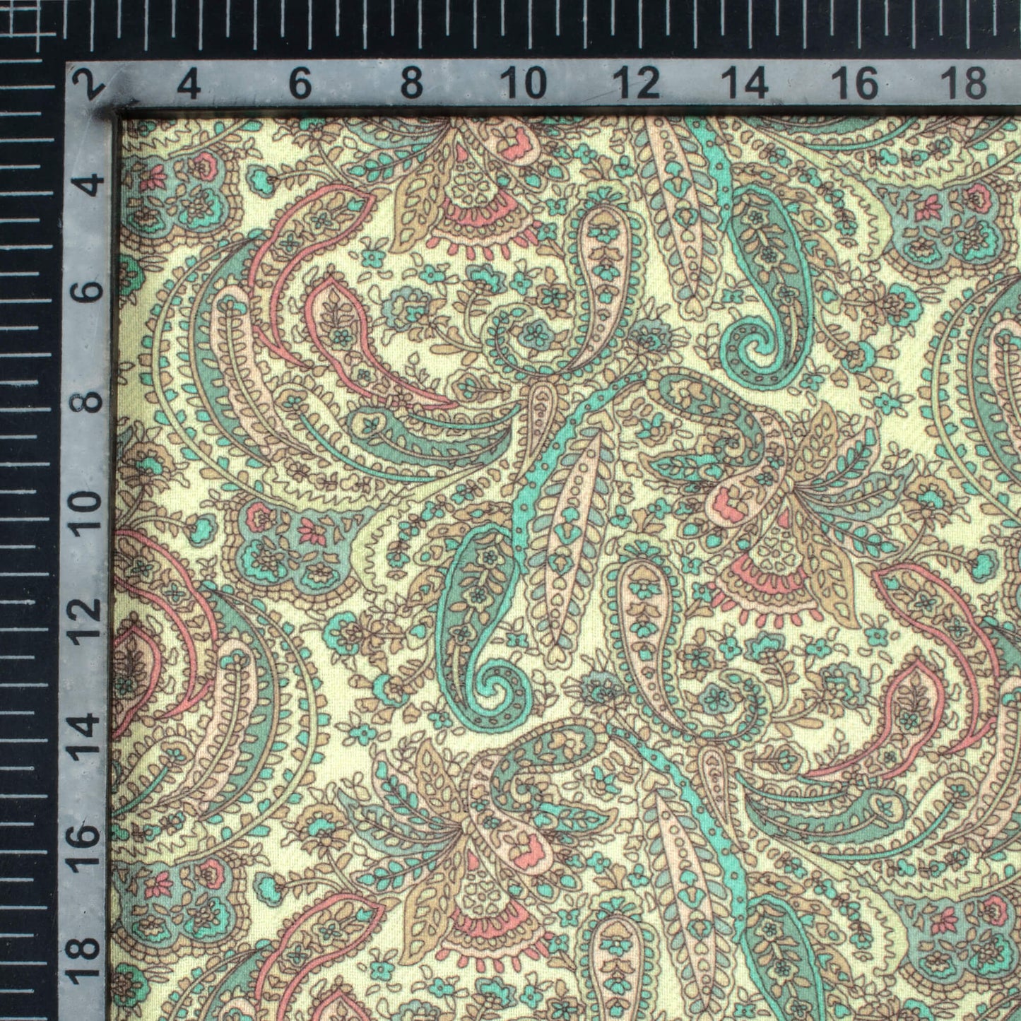 Swamp Green And Cream Paisley Pattern Digital Print Elegant Blend Pashmina Fabric