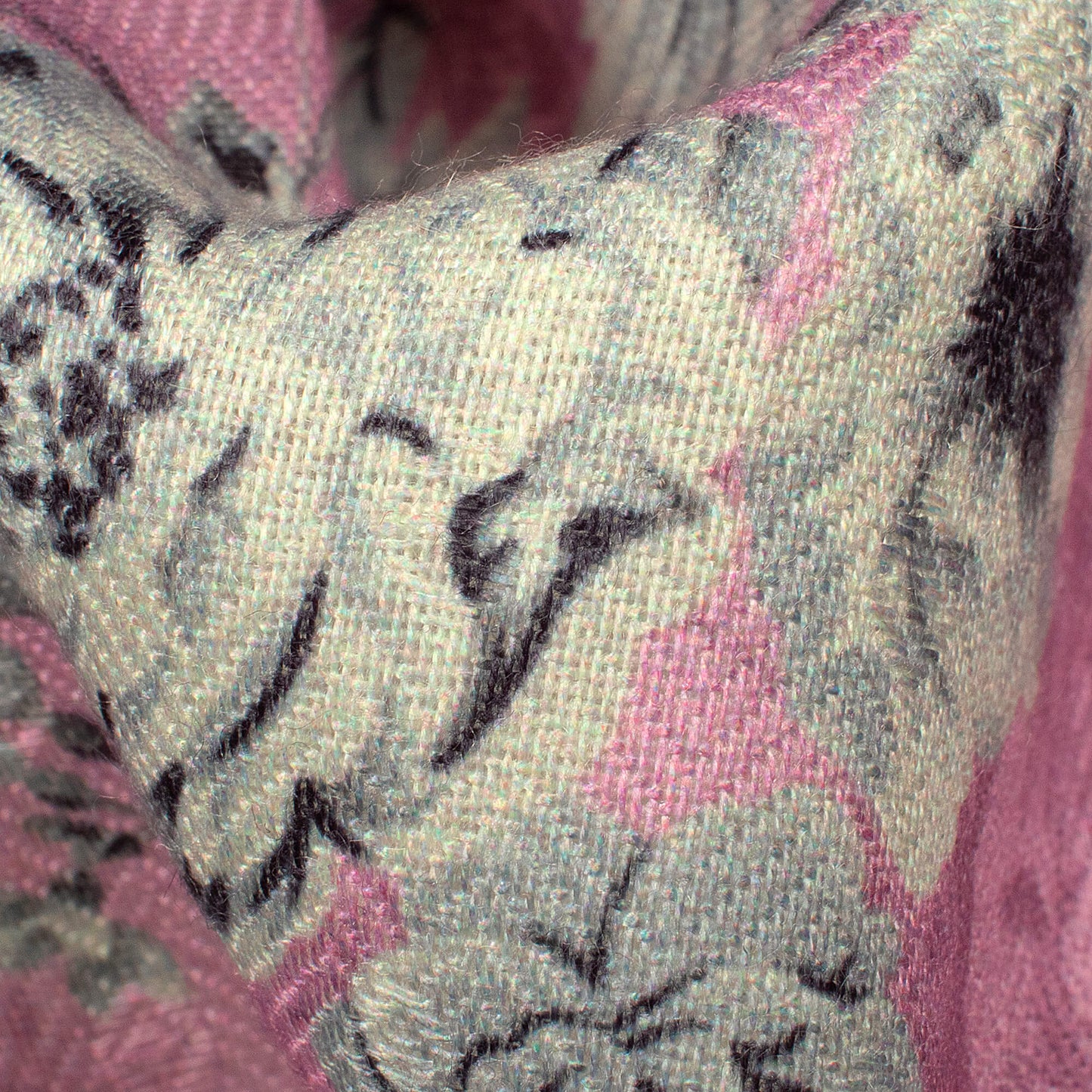 Flamingo Pink And Cream Floral Pattern Digital Print Elegant Blend Pashmina Fabric