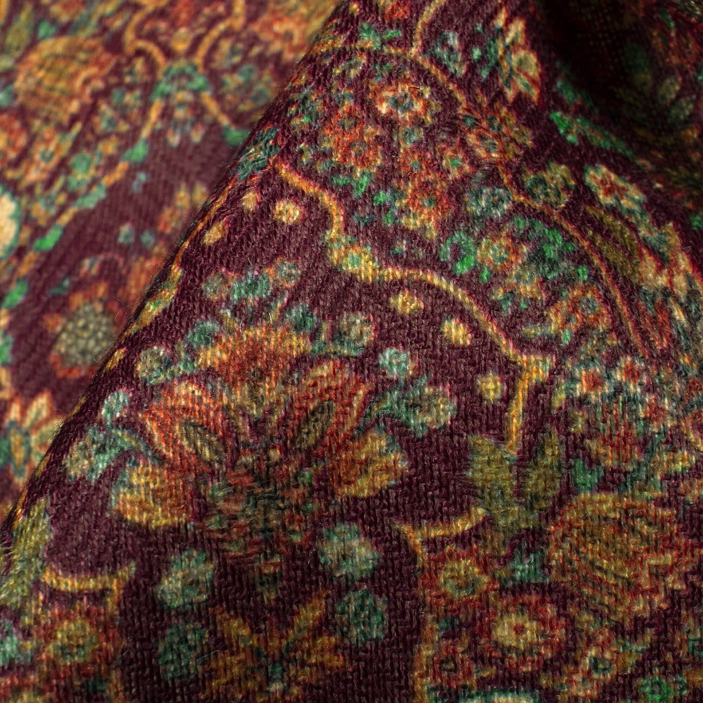 Mulberry Purple And Orange Ethnic Pattern Digital Print Elegant Blend Pashmina Fabric