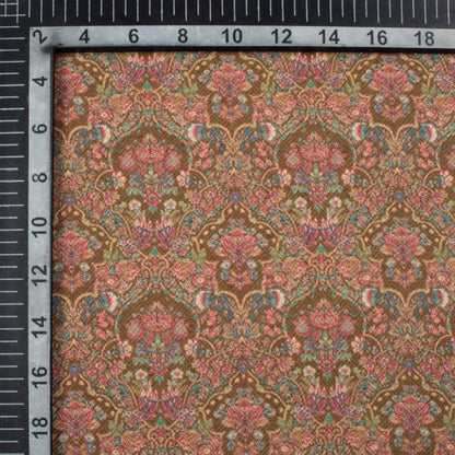 Tawny Brown And Red Ethnic Pattern Digital Print Elegant Blend Pashmina Fabric