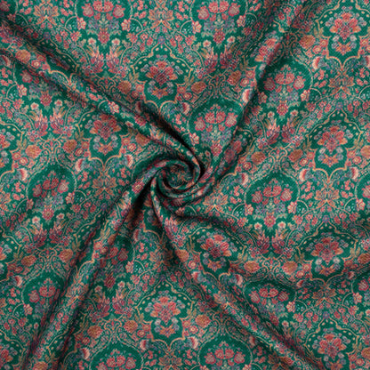 Pine Green And Red Ethnic Pattern Digital Print Elegant Blend Pashmina Fabric