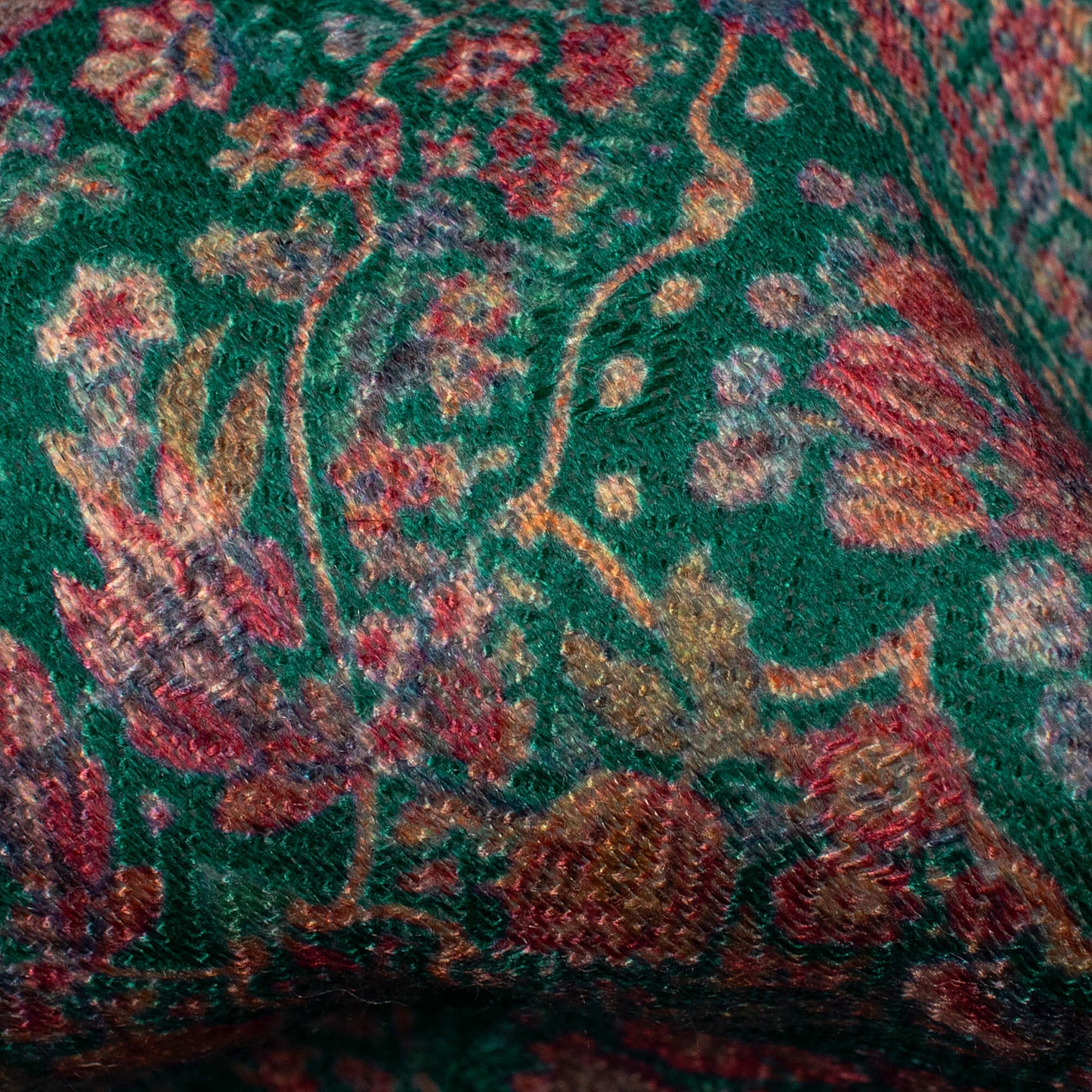 Pine Green And Red Ethnic Pattern Digital Print Elegant Blend Pashmina Fabric