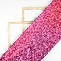 Fuchsia And Red Bandhanii Pattern Digital Print Floral Brasso Fabric
