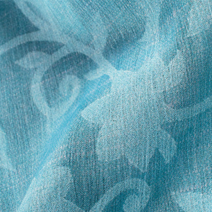 Baby Blue Textured Pattern Digital Print Floral Brasso Fabric