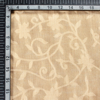 Beige Textured Pattern Digital Print Floral Brasso Fabric