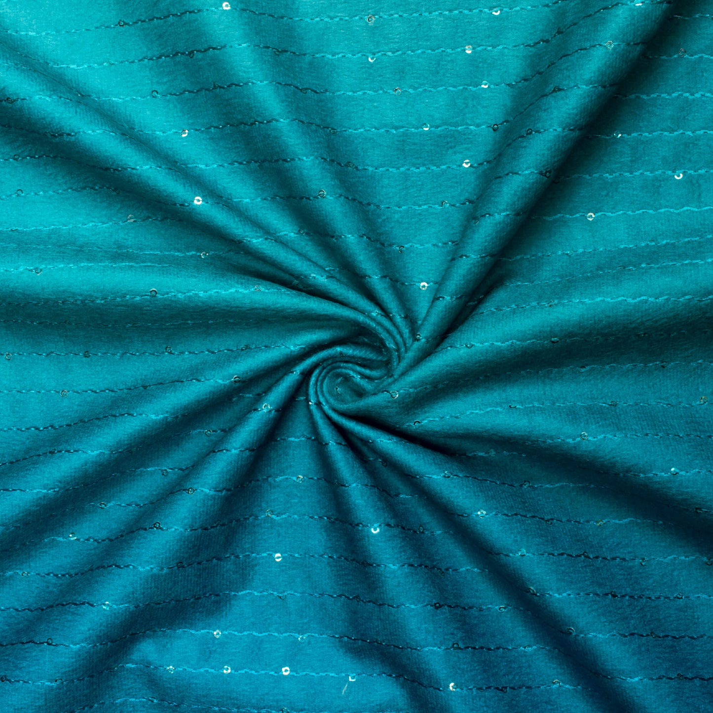 Astronaut Blue And Mint Green Ombre Pattern Sequins Digital Print Superior Velvet Fabric (Width 54 Inches)