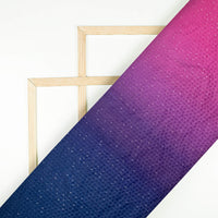 Navy Blue And Magenta Purple Ombre Pattern Sequins Digital Print Superior Velvet Fabric (Width 58 Inches)