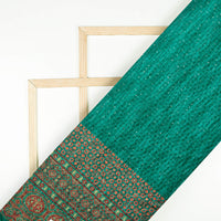 Kaitoke Green And Red Daman Pattern Sequins Digital Print Superior Velvet Fabric (Width 58 Inches)