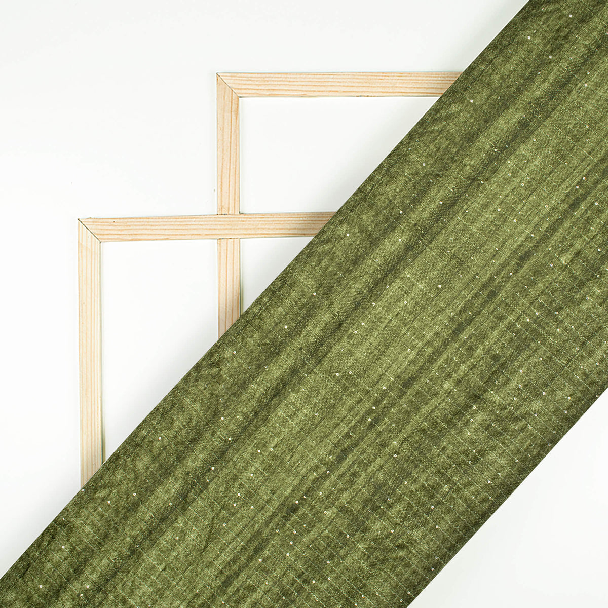 Fern Green Textured Pattern Sequins Digital Print Superior Velvet Fabric (Width 58 Inches)